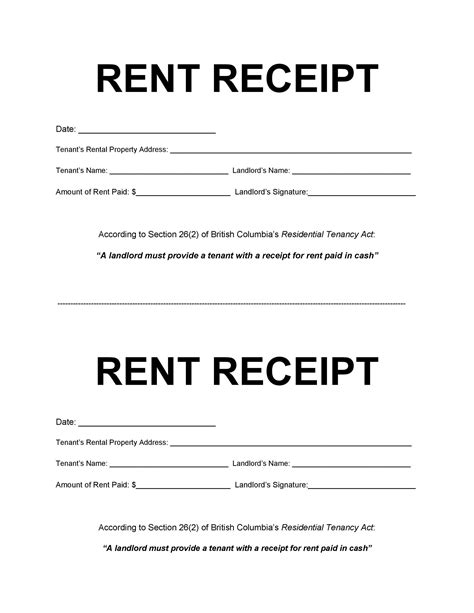 Rent Receipt Free Printable