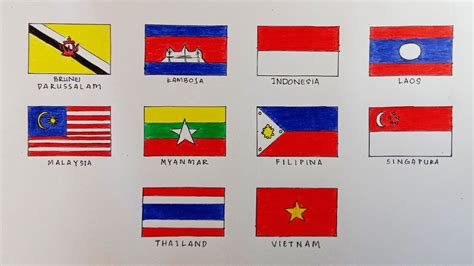 gambar bendera negara asean beserta nama negaranya