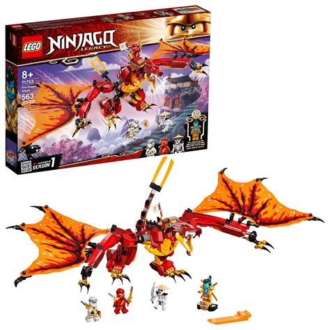 LEGO NINJAGO Legacy Fire Dragon Attack 71753 Ninja Playset Building Kit, Featuring a Flying ...