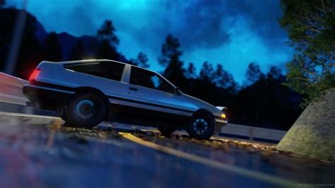 Toyota Trueno AE86 Drifting In The Rain Initial D Live Wallpaper - MoeWalls