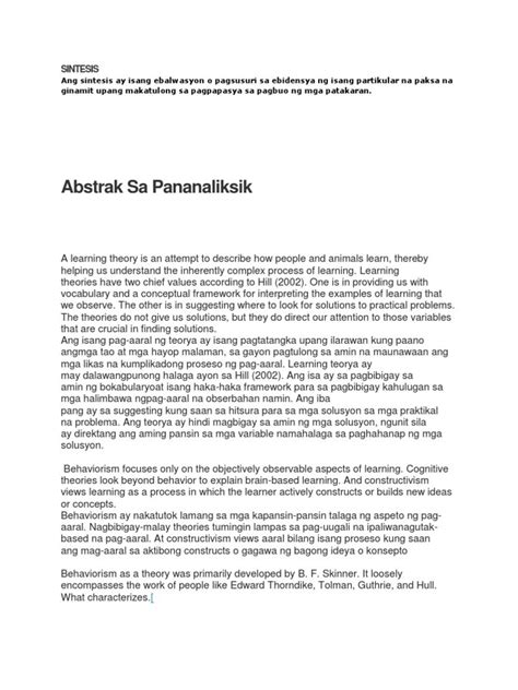 Abstrak Filipino Thesis Abstract Tagalog - Thesis Title Ideas for College