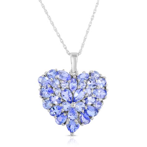 Sterling Silver Cluster Heart Tanzanite Pendant