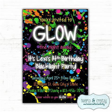 Neon Glow Birthday Party Invitations Kids Birthday | ubicaciondepersonas.cdmx.gob.mx