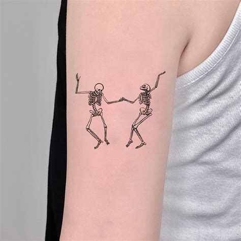 Dancing Skeleton Temporary Tattoo, Fake Tattoo, Black Tattoo, Festival Tattoo, Waterproof Tattoo ...