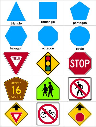 Recognize Basic Shapes on Road Traffic Signs | Free Printables for Kids