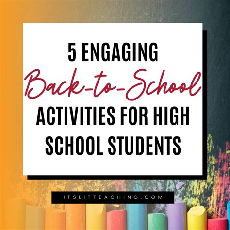 5 Engaging Back-to-School Activities for High School Students - It's Lit Teaching