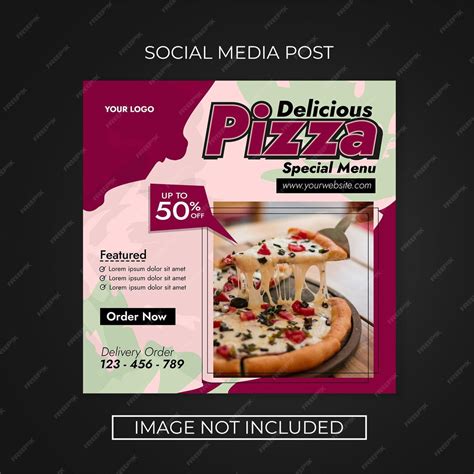 Premium Vector | Delicious pizza menu post template