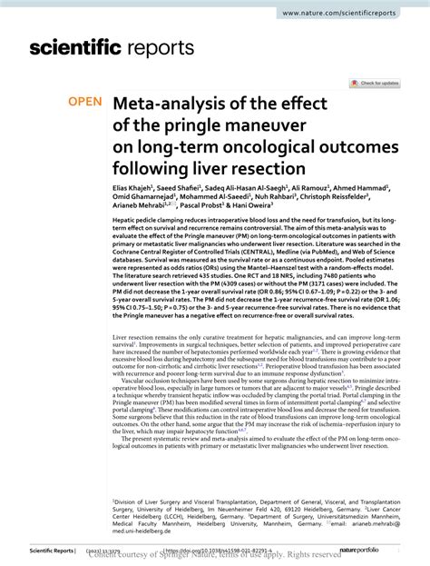 (PDF) Meta-analysis of the effect of the pringle maneuver on long-term oncological outcomes ...