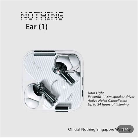 Nothing Ear (1) Active Noise Cancellation True Wireless Earbuds, Audio, Earphones on Carousell