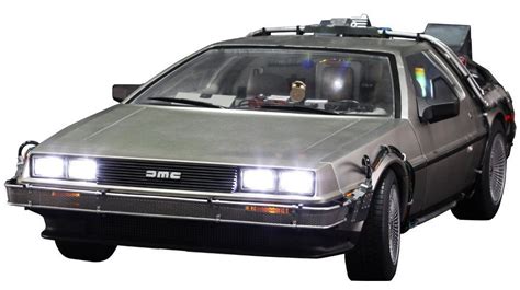 the back to the future car is shown in this image