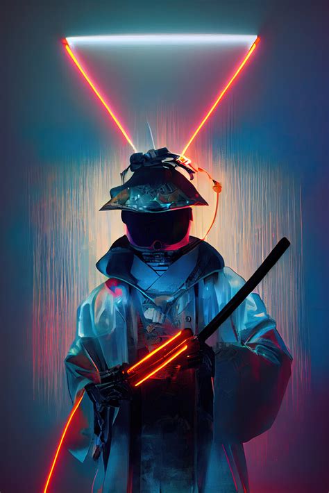 Wall Art Print | Neon samurai | UKposters