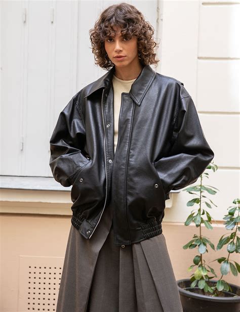 Nash Oversized Leather Bomber Jacket-BESTSELLER