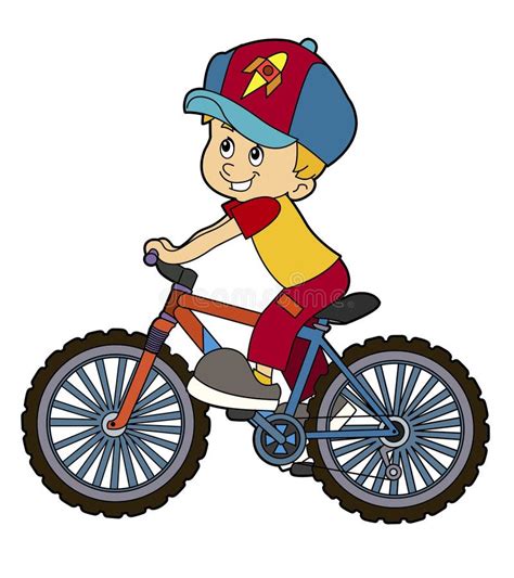 Cartoon Kid Riding Bicycle Stock Illustration - Image: 56488435