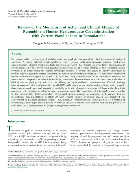 (PDF) Review of the Mechanism of Action and Clinical Efficacy of Recombinant Human Hyaluronidase ...