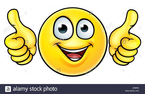 A cartoon emoji icon emoticon looking very happy with his two thumbs up ...