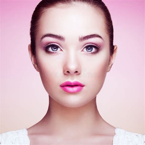 Beautiful Woman Face. Perfect Makeup Stock Image - Image of adult, brunette: 46898481