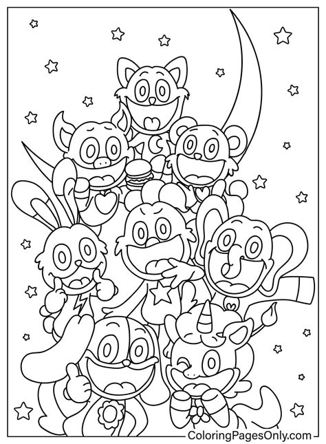 Smiling Critters Free Coloring Page - Free Printable Coloring Pages