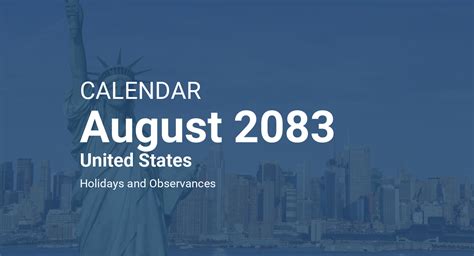 August 2083 Calendar – United States