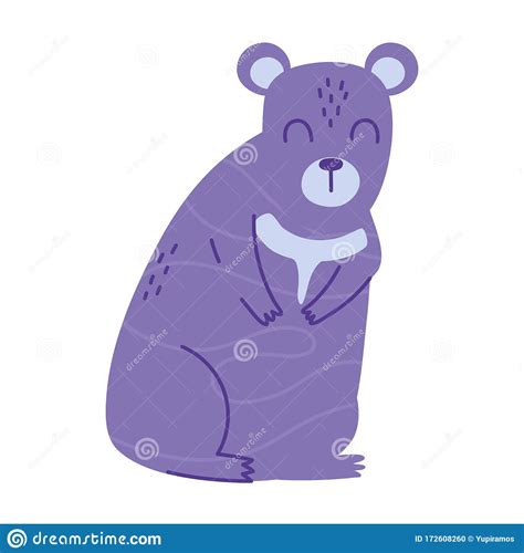 Purple Big Bear Animal Cartoon Doodle Color Stock Vector - Illustration of simple, character ...