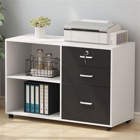 Umeroom 3 Drawer Wood File Cabinets with Lock, Large Modern Lateral ...