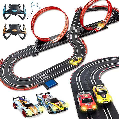 Buy Slot Car Race Track for Boys and Kids Electric Racing Vehicle Playset 1:43 with 4 Cars ...