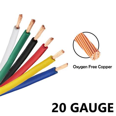 6 Colors Wire Kit - 20 Gauge AWG Automotive Primary Cable Pure Copper 16ft/35ft/60ft/100ft/ EA ...