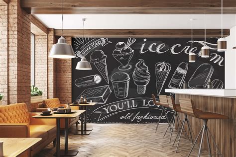 Ice Cream Wallpaper Cafe Wallpaper Peel and Stick Removable - Etsy Canada