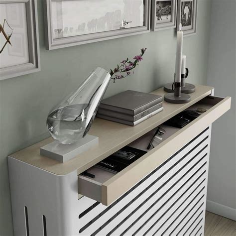 Modern Floating White Radiator Heater Cover NORDIC one or two wood drawers – RadiatorCoversShop.com