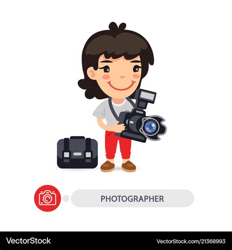 Woman photographer cartoon character Royalty Free Vector