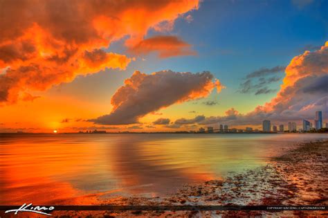 Miami Skyline Biscayne Bay Sunset | HDR Photography by Captain Kimo