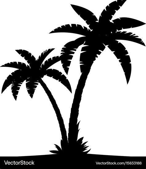 A palm tree silhouettes Royalty Free Vector Image