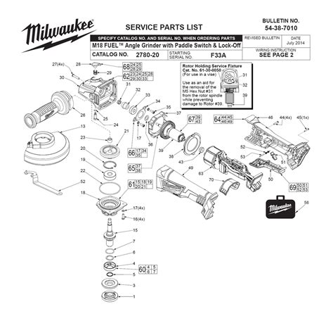 Buy Milwaukee 2780-20-(F33A) Replacement Tool Parts | Milwaukee 2780-20-(F33A) Diagram