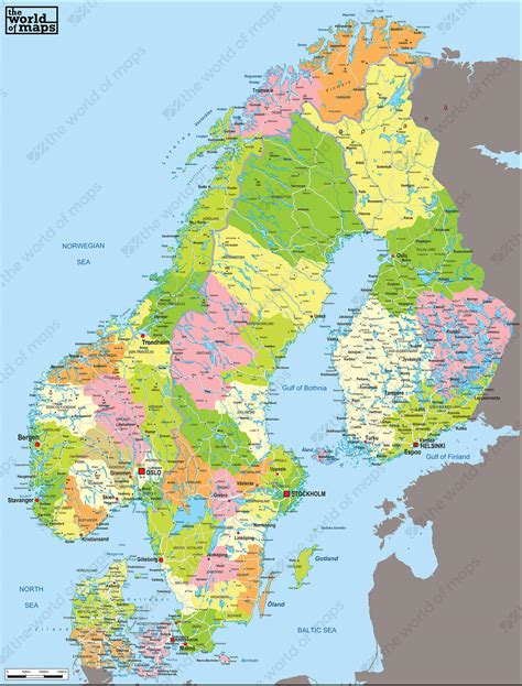 Digital Political Map Scandinavia 53 | The World of Maps.com