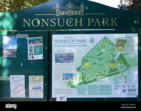 map and information board at nonsuch park surrey Stock Photo - Alamy