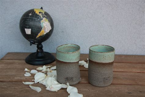 Set of Two Ceramic Cups Pottery Ceramic Cups Turquoise - Etsy