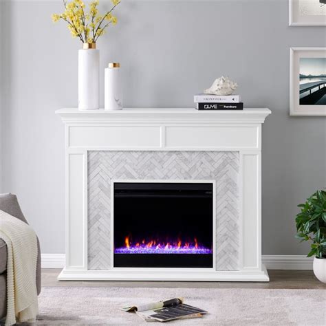 SEI Furniture Torlington Tiled Marble Color Changing Electric Fireplace