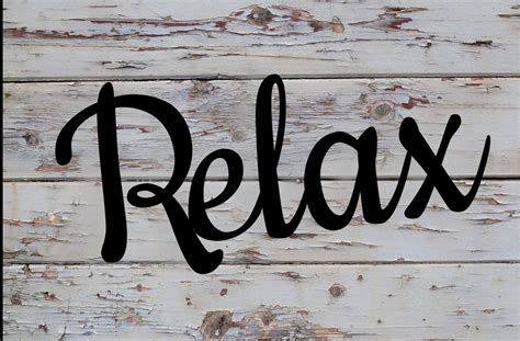 Relax Sign Metal Relax Bathroom Sign Cursive Relax Word | Etsy