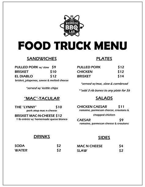 FOOD TRUCK MENUS | Redneck BBQ Lab