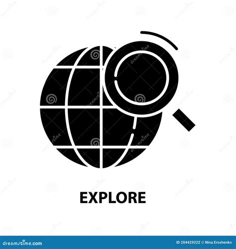 Explore Icon, Black Vector Sign with Editable Strokes, Concept Illustration Stock Illustration ...