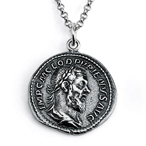 925 Sterling Silver REPLICA Pupienus Roman Coin Pendant Necklace | Belcho USA