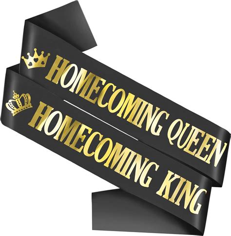 Amazon.com: Homecoming King and Queen Sashes, 2 Pack Black Satin with ...