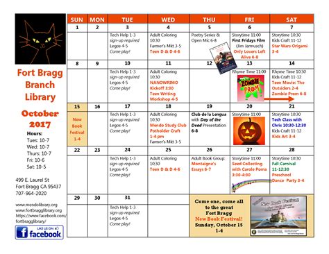 October Event Calendar - Fort Bragg Library