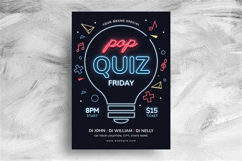 Pop Quiz Night Flyer Template [PSD, AI, Vector] - BrandPacks