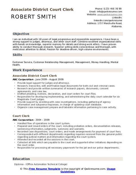 10+ Court Clerk Resume Samples & Templates for 2025