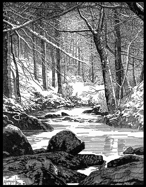 Winter in Sherwood Forest by Bob Giadrosich [©2006] | Landscape drawings, Landscape sketch ...