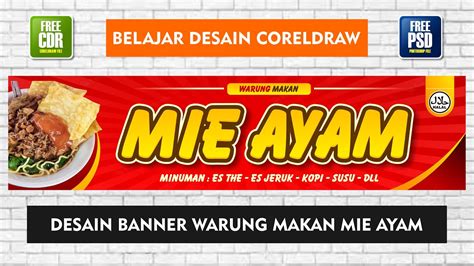 Belajar desain coreldraw x7 membuat banner warung makan mie ayam - YouTube