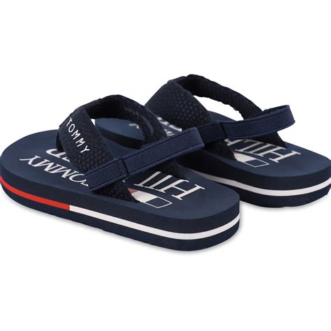 Tommy Hilfiger Logo Flip Flops with Heel Strap in Navy — BAMBINIFASHION.COM