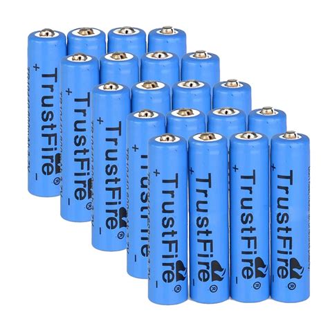 TrustFire 20PCS AAA 10440 600mAh 3.7V Rechargeable Li ion Battery Blue ...