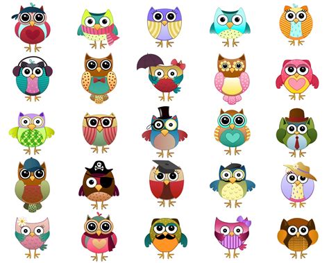 Cute Owl Clipart Animal Clip Art Printable Planner Stickers Paper ...