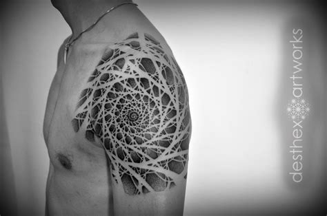 psychedelic spiral organic fractal tattoo dotwork fibonacci vortex geometry | Fractal tattoo ...